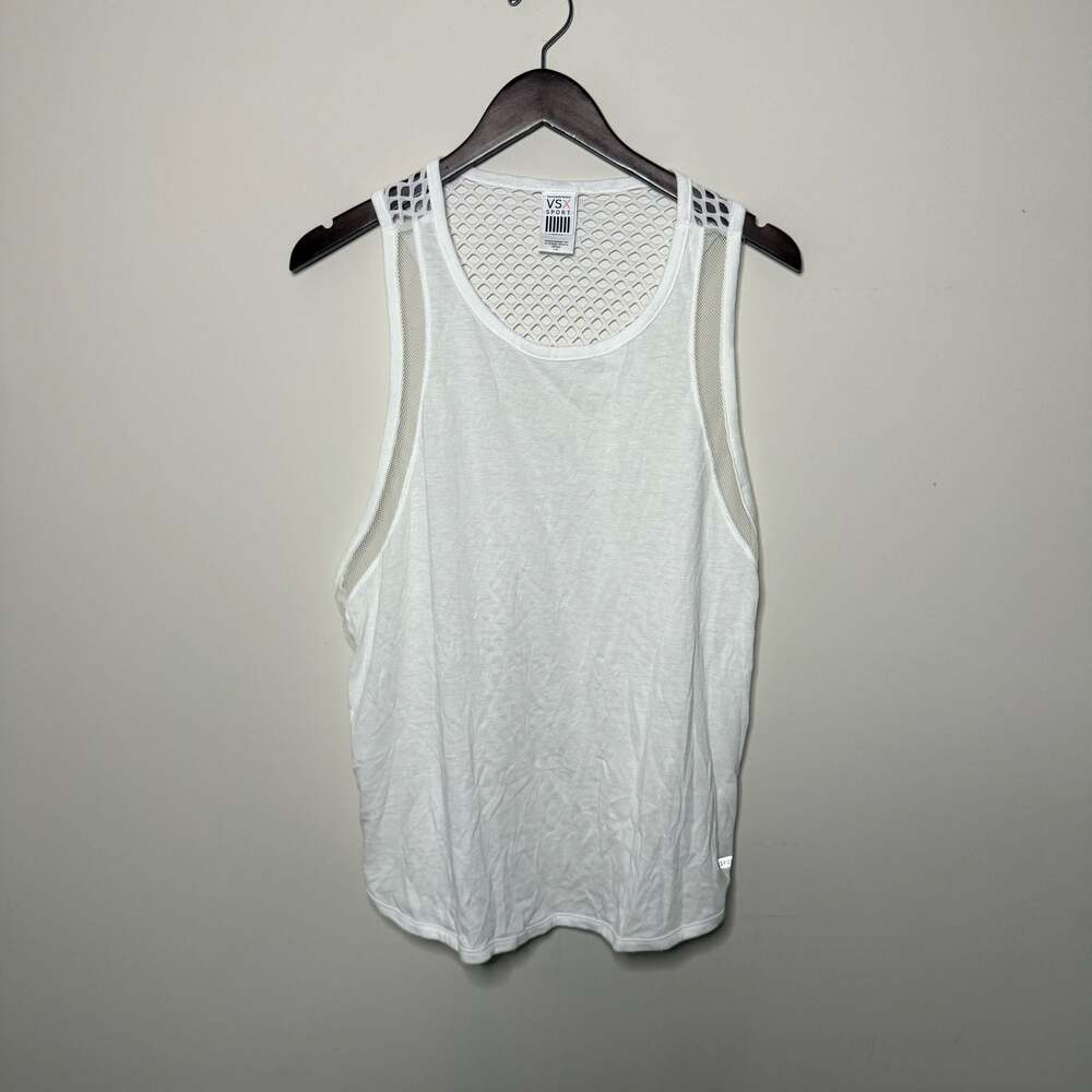 Victoria's Secret VSX Sport White Mesh Back Sleeveless Workout Tank Top Large